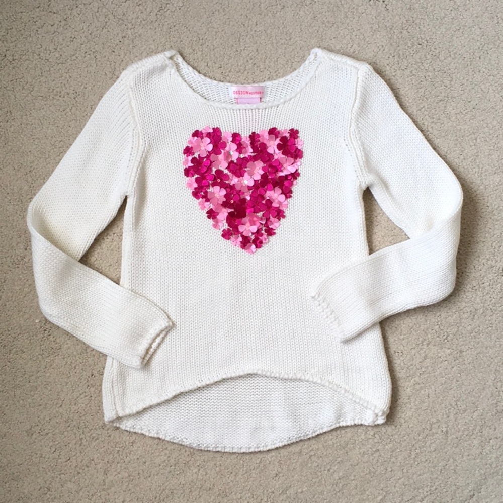 Girls Design History Hi Low Floral Heart Sweater 4